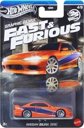 Fast And Furious Graphic Remix Auto Nissan Sılvıa S15 - Model Cast Ölçek 1:64 - Uzunluk 7 cm - JBY48