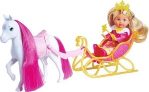 105733701, Evi Prenses Sürüş Eğlencesi, Prenses Evi ve Özel Kıyafeti, Kış Kızağı & Atı ile Birlikte, Prenses Aksesuarları, 12CM