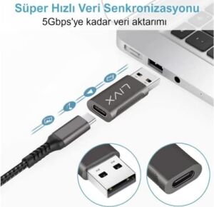 Type C To USB 3.0 Çevirici Dönüştürücü Otg Adaptör Lva-Otgcf Ikili Paket