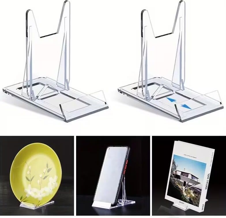 Pleksi Ürün Teşhir Ayağı Sürgülü Stand 105X90X65MM Çerçeve Tabak Telefon Tıraş Makinesi Şövale (3 Adet)
