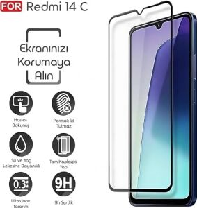 Redmi 14C Için Ekran Koruyucu 9h Sertlikte Anti-Static Temperli Cam Görüntü Kalitesini ve Dokunmatiği Etkilemeyen Çizilme ve Darbelere Karşı Ekranı Kaplayan Premium Redmi 14C Koruma