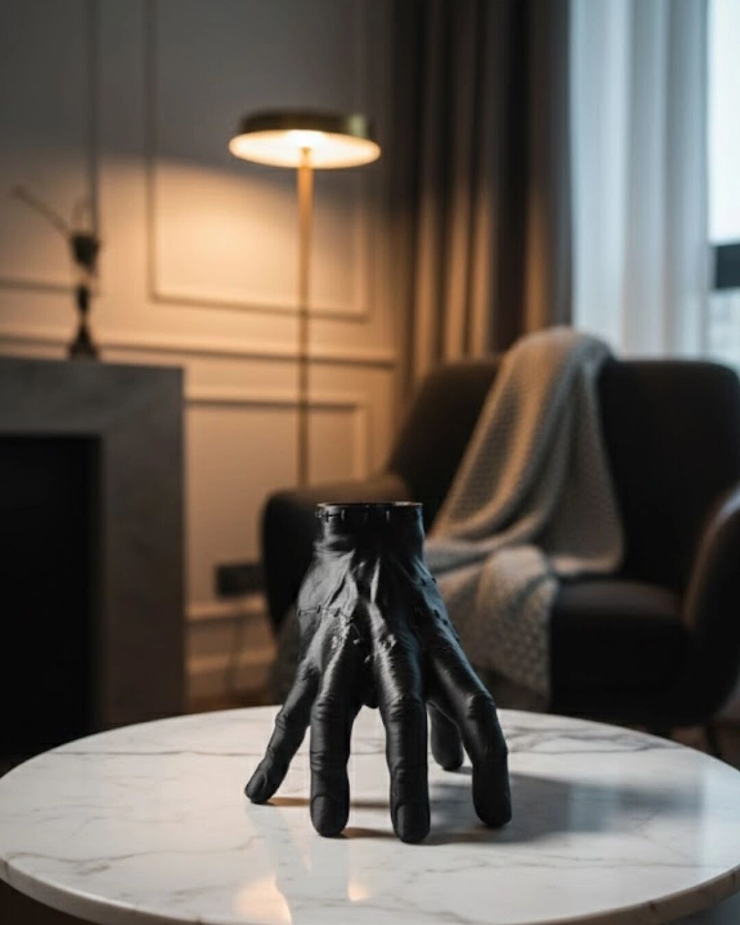 3D Modern Siyah El Heykeli 27X22 cm Konsol ve Raf Üstü Dekor
