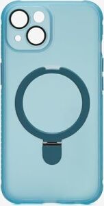 Flexstand Serisi Magsafe ile Uyumlu Manyetik Stantlı Yükseltilmiş Kenarlı Tam Kamera Lens Korumalı Kılıf iPhone 15 Için Açık Mavi