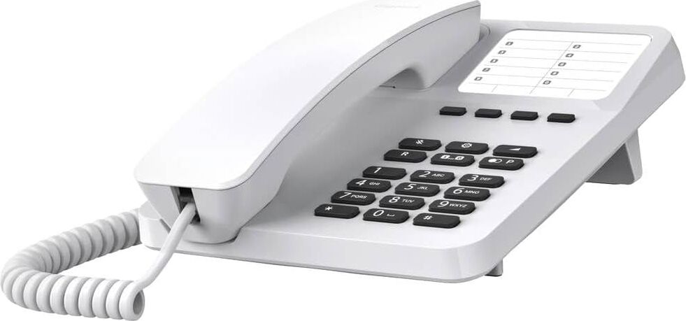 Gigaset Desk 400 - Elastik Kablolu Kablolu Telefon - 10 Kısa Seçim Girişi Için Yer - Seçim Tekrarlama - Işitme Cihazı Uyumlu - Mfv Veya Darbe Seçimi Ayarlanabilir, Beyaz