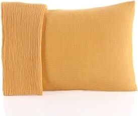 Müslin Yastık Kılıfı 2 Adet Set, 50X70 cm 100% Pamuk Yumuşak Nefes Alabilir Kapaklı 4 Katlı Muslin Kumaş Düz Renk Yastık Kılıfları (Sarı, 50X70 cm (2 Adet))