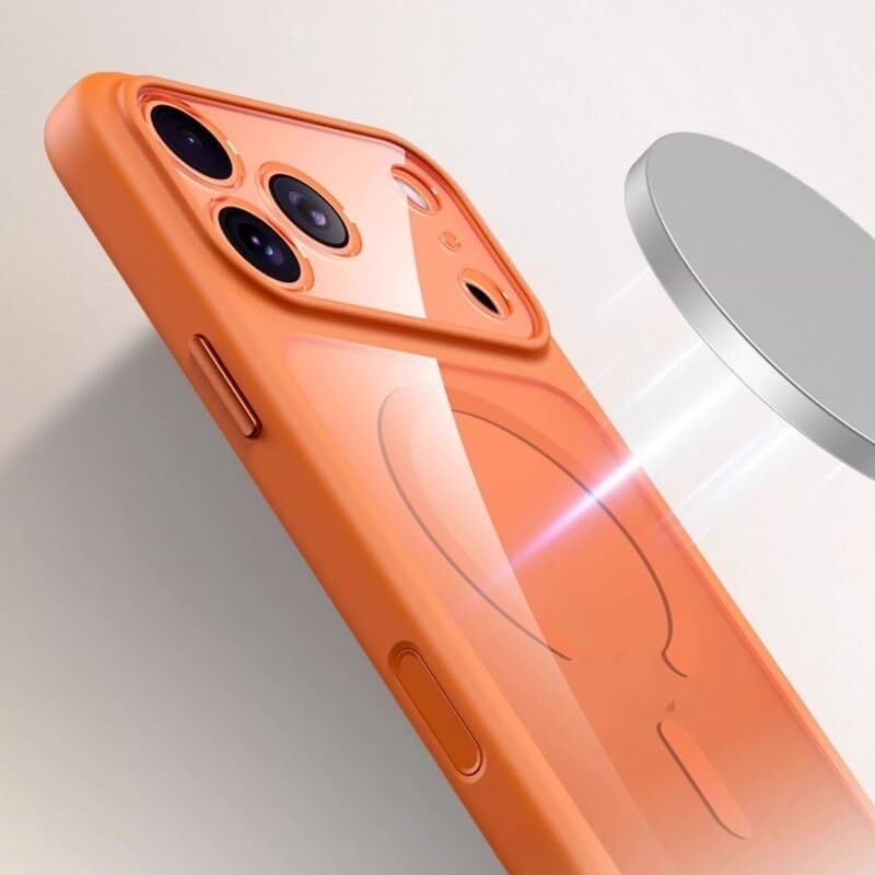 iPhone Için Özel Geliştirilmiş Kamera Çerçevesini Koruyan, Arkası Şeffaf (Parlak) Polikarbonat Kenarları Silikon Magsafe ile Uyumlu Kılıf Akıllı Tasarım Kapak (Gri, iPhone 17 Pro Max)