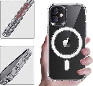 iPhone 14 Plus Için Magsafe Özellikli Çok Şık Şeffaf Kılıf Kristal Full Koruma