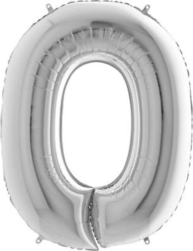 0 Rakamlı 16 Inç Gümüş Renk Folyo Balon 36 cm (Gümüş)