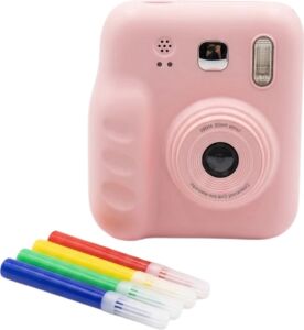 Mini Çocuk Kamerası Fotoğraf Video Çekim 4 Rulo Baskı Kağıdı ve 5 Kalem Hediyeli