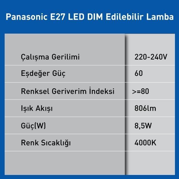 E27 LED Dim Lamba 8.5W 806LM 4000K