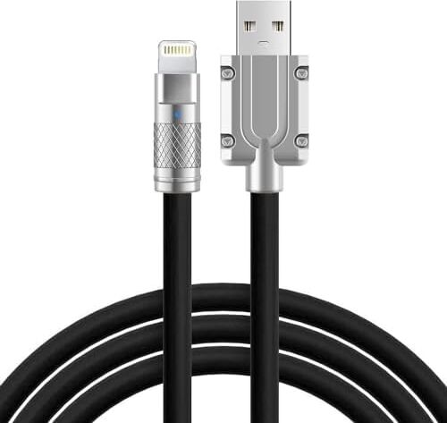 Apera BN58-1 iPhone Uyumlu 120W Watt 6A Süper Hızlı Şarj Data Kablosu 1 Metre Ios Kablo (Siyah)