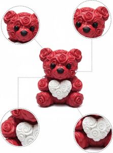 3D Baskı Kalpli Ayıcık 10CM Romantik Masaüstü Dekor