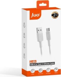 12W Usb-A To Type-C Silikon Hızlı Şarj ve Data Kablosu Beyaz 2 Metre