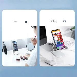 Katlanabilir Stant Business Model Abs + Silikon Materyal Tablet Akıllı Telefon Standı Masaüstü Stand Katlanabilir Cep Telefonu Telefon Tutucu Q7-L (Siyah)