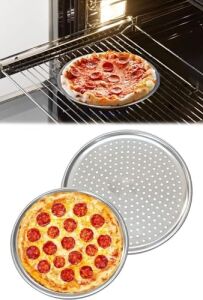 Paslanmaz Çelik Pizza Tepsisi,delikli Lahmacun ve Pizza Tavası,fırın Tepisisi (32 Cm)