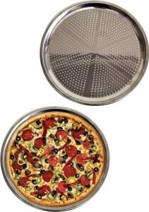 Paslanmaz Çelik Pizza Tepsisi,delikli Lahmacun ve Pizza Tavası,fırın Tepisisi (32 Cm)