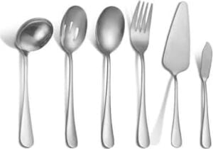 6 Parça Silver Sunum Için Servis Kaşığı Kaşık Çatal Spatula Reçel Seti CIN613SLV