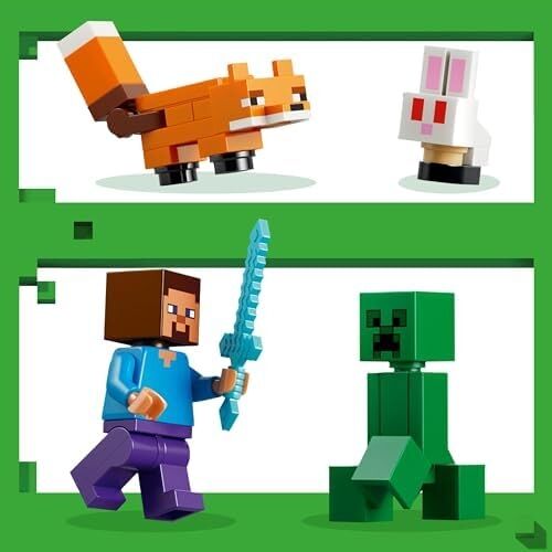 Steve’in Tayga Macerası 21583-6 Yaş ve Üzeri Kız ve Erkek Çocuklar Için Steve Minifigürü ile Creeper ve Tilki Figürleri Içeren Yaratıcı Oyuncak Yapım Seti, Hediye Fikri (79 Parça)