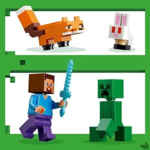 Steve’in Tayga Macerası 21583-6 Yaş ve Üzeri Kız ve Erkek Çocuklar Için Steve Minifigürü ile Creeper ve Tilki Figürleri Içeren Yaratıcı Oyuncak Yapım Seti, Hediye Fikri (79 Parça)