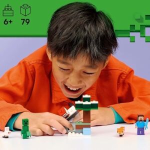 Steve’in Tayga Macerası 21583-6 Yaş ve Üzeri Kız ve Erkek Çocuklar Için Steve Minifigürü ile Creeper ve Tilki Figürleri Içeren Yaratıcı Oyuncak Yapım Seti, Hediye Fikri (79 Parça)
