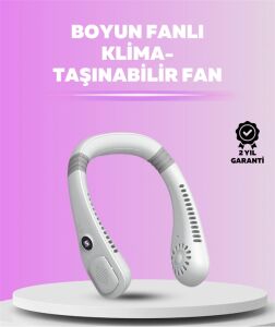 Giyilebilir Bladeless Boyun Fanı | 360° Serinlik, 5 Kademe Rüzgar, USB Şarjlı Sessiz Mini Klima