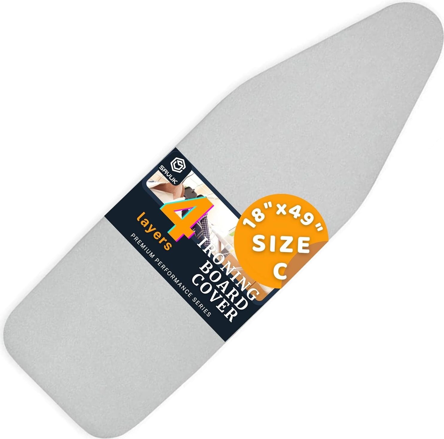 Savuk 4 Katmanlı Ütü Masası Kılıfı,ütü Masası Örtüsü,ütü Masası Bezi,silikon Kaplı Isı Dayanıklı 55X135 cm Gri Renk