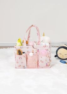 Başucu Düzenleyici Kız Bebek Bakım Çantası Organizer – Pembe | Çok Gözlü, Taşınabilir, 30X20X21 cm