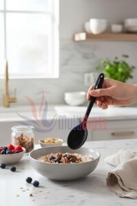 Sert Uçlu Isıya Dayanıklı Silikon Kaşık Seti, 28 Cm, 24 Cm, 20 Cm, Fuşya
