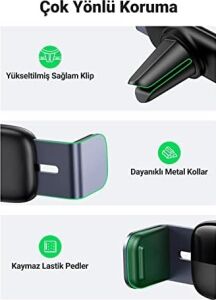 Araç Telefonu Tutucu Döndürme Alüminyum Kol ile Uyumlu Galaxy (Siyah)