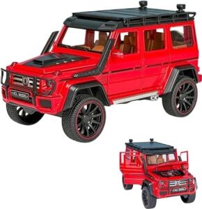 Mercedes G Seri Arazi Aracı Die Cast Model Kutulu Buhar Atan Çek Bırak Full Fonksiyon Kapıları Açılan 1:22 Ölçek Model Araba Kutulu Koleksiyonluk Ürün (Kırmızı)