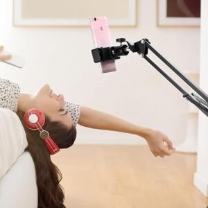 Üstten Çekim Masa Telefon Tutucu | Katlanabilir ve 360° Döner Ayarlanabilir Stand, Video Çekimi ve Canlı Yayın Için Kelepçeli Tripod Braketi, Tüm Akıllı Telefonlarla Uyumlu | CZ34