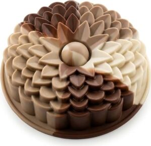 Klasik Dilimli Çiçek Tasarımlı Silikon Kek Kalıbı - Yapışmaz ve Esnek Pasta Kalıbı (22X5 Cm, 1 Adet)