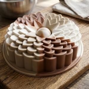 Klasik Dilimli Çiçek Tasarımlı Silikon Kek Kalıbı - Yapışmaz ve Esnek Pasta Kalıbı (22X5 Cm, 1 Adet)