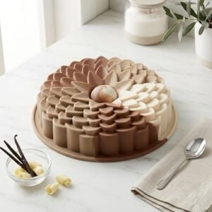 Klasik Dilimli Çiçek Tasarımlı Silikon Kek Kalıbı - Yapışmaz ve Esnek Pasta Kalıbı (22X5 Cm, 1 Adet)