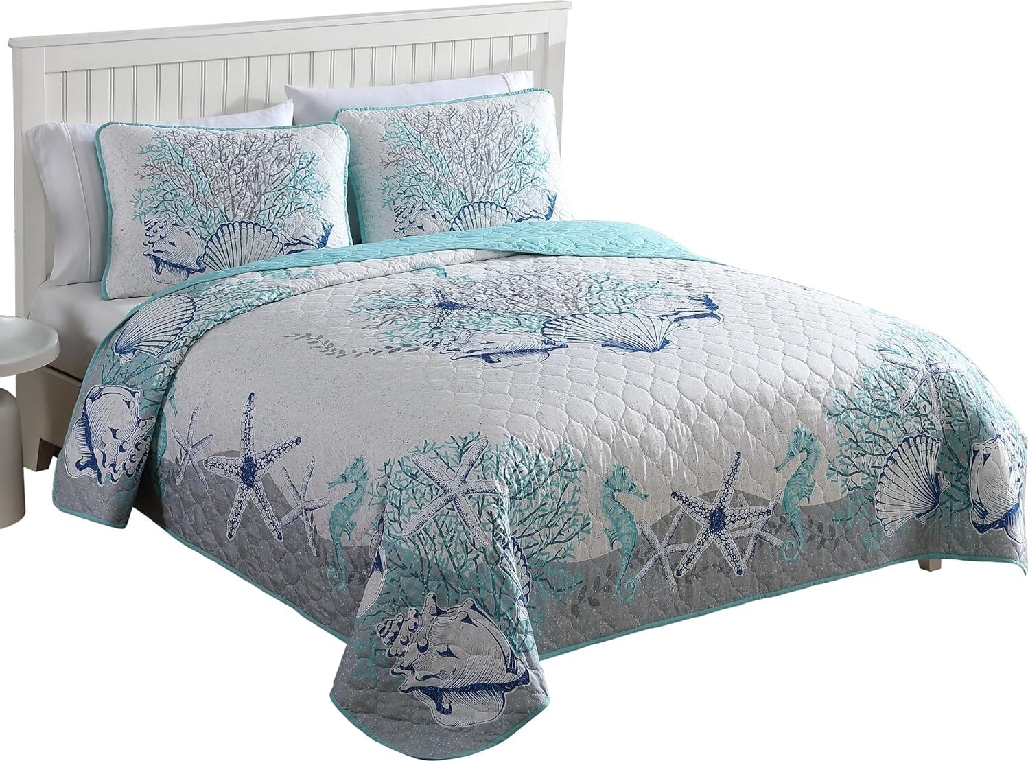 Caribbean Joe Coastal 3 Parça Yorgan Seti, King, Beach Delight Aqua