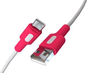 USB A-C Hızlı Şarj Kablosu (Beyaz + Beyaz/pembe Uç) (150 Cm)