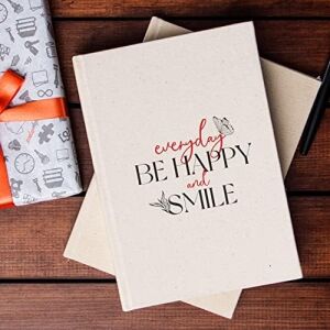 Everyday Be Happy And Smile Tasarımlı Kanvas Defter - 14 x 20 cm - 200 Sayfa