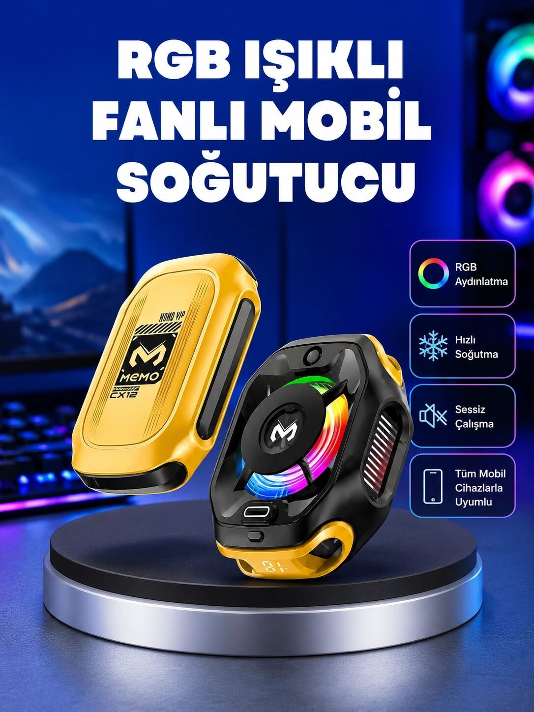 Type-C Girişli Aı Modlu Yüksek Performanslı Telefon Soğutucu Yeni Nesil