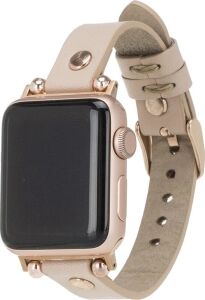 Apple Watch Uyumlu Deri Kordon 42-44-45MM Rt Erc3 Bej