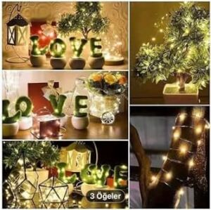 LED 2 Metre 20 Lamba Günışığı Yılbaşı Işığı Parti Dekorasyon, Sarı