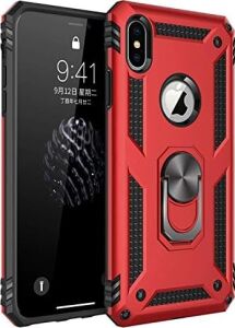 Xs Max Için Kılıf Military Ring Holder Kırmızı [ Xs Max ile Uyumlu Kılıf - Kırmızı]