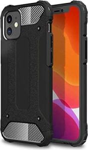 Apple iPhone 12 ile Uyumlu Kılıf Çift Katman Koruyucu Crash Military Tank Kılıf - Siyah