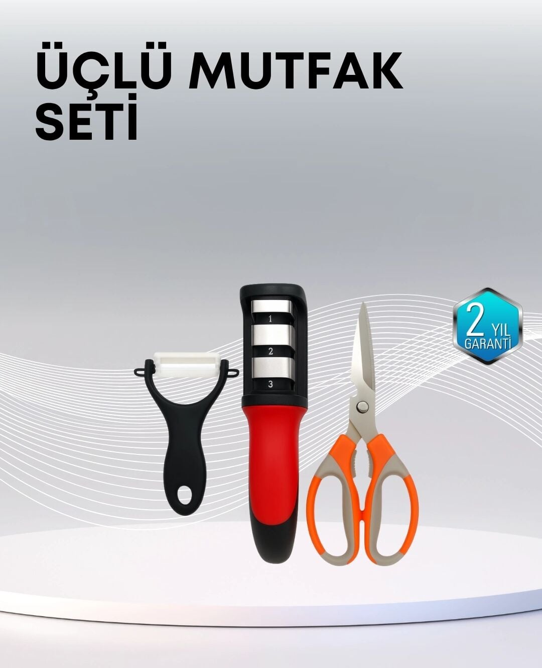 Çok Fonksiyonlu Mutfak Makas Seti – 3 Makas, Bileyici ve Soyacak Dahil