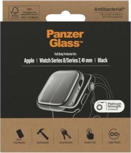 Panzer Glass Koruma Full Body Kırılmaz Cam Apple Watch 7 41 mm Siyah Ab