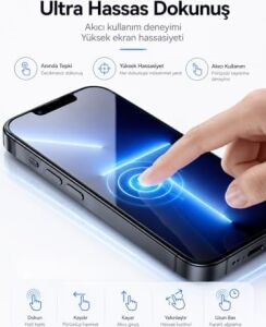 Ekran Koruyucu iPhone 14/13 ile Uyumlu, 6d Hayalet Kırılmaz Cam, 9h Sertlik, Temperli Cam, Şeffaf, Parlak Yüzey