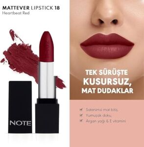 Mattever Lipstick 18 Heartbeat Red Yarı Mat Bitişli Ruj, Kızıl Kahverengi