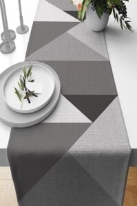 40X140CM Masa Örtüsü Leke Tutmaz Premium Tay Tüyü Dokuma Kumaş Runner Geometrik RNR392