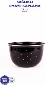 Star Emaye Yıldız Desenli Karıştırma Kabı 24CM - 4lt (Ocakta-Fırında Kullanılabilir)