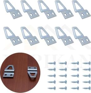 Mr.bracket 10 Ad. Tablo Kancası Kıvrık Model - Metal Çerçeve Askısı Aparatı - Vidalı Fotoğraf Resim Asma Kancası