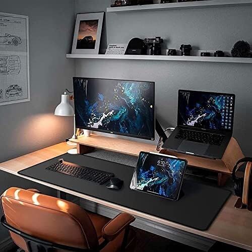 Classic Mouse Pad, Dikişli Kenar, Kaymaz Taban, Büyük Boy Pürüzsüz Yüzey, Baskısız Ofis Tipi Masa Koruyucu, Ergonomik Mouse Ped (90X40 cm - Xx Large, Siyah)